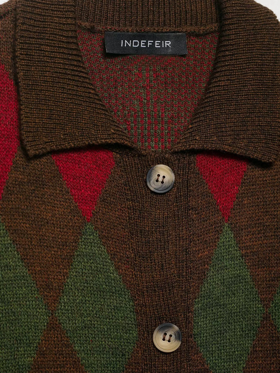 Kardigan z krótkim rękawem Argyle Knit Polo 
