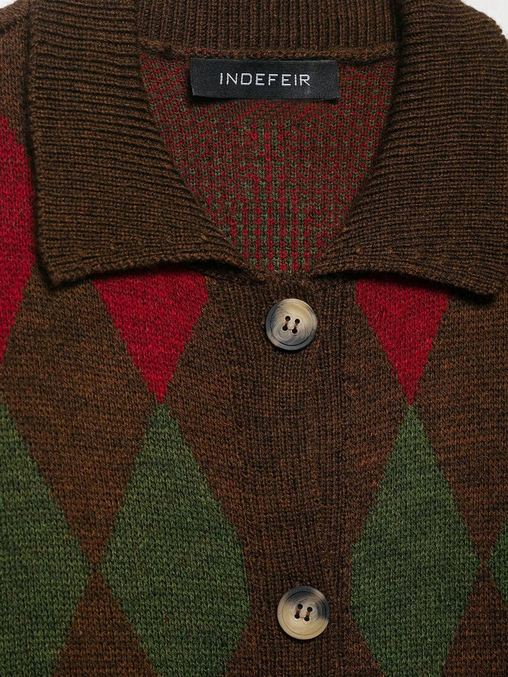 Kardigan z krótkim rękawem Argyle Knit Polo 