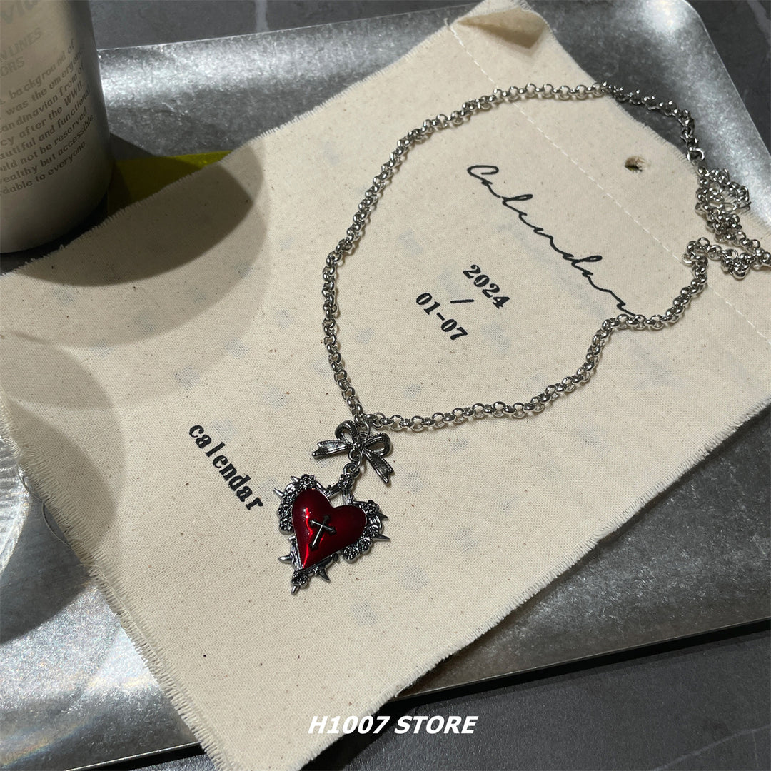 Heart Cross Retro Pendant Necklace