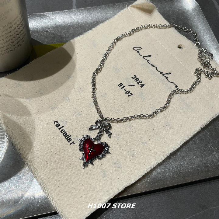 Heart Cross Retro Pendant Necklace