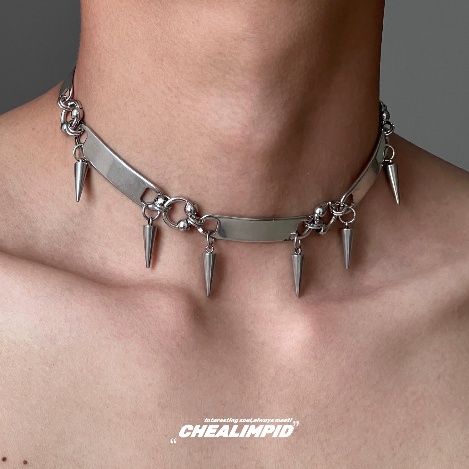 Punk Metal Rivet Spike Choker