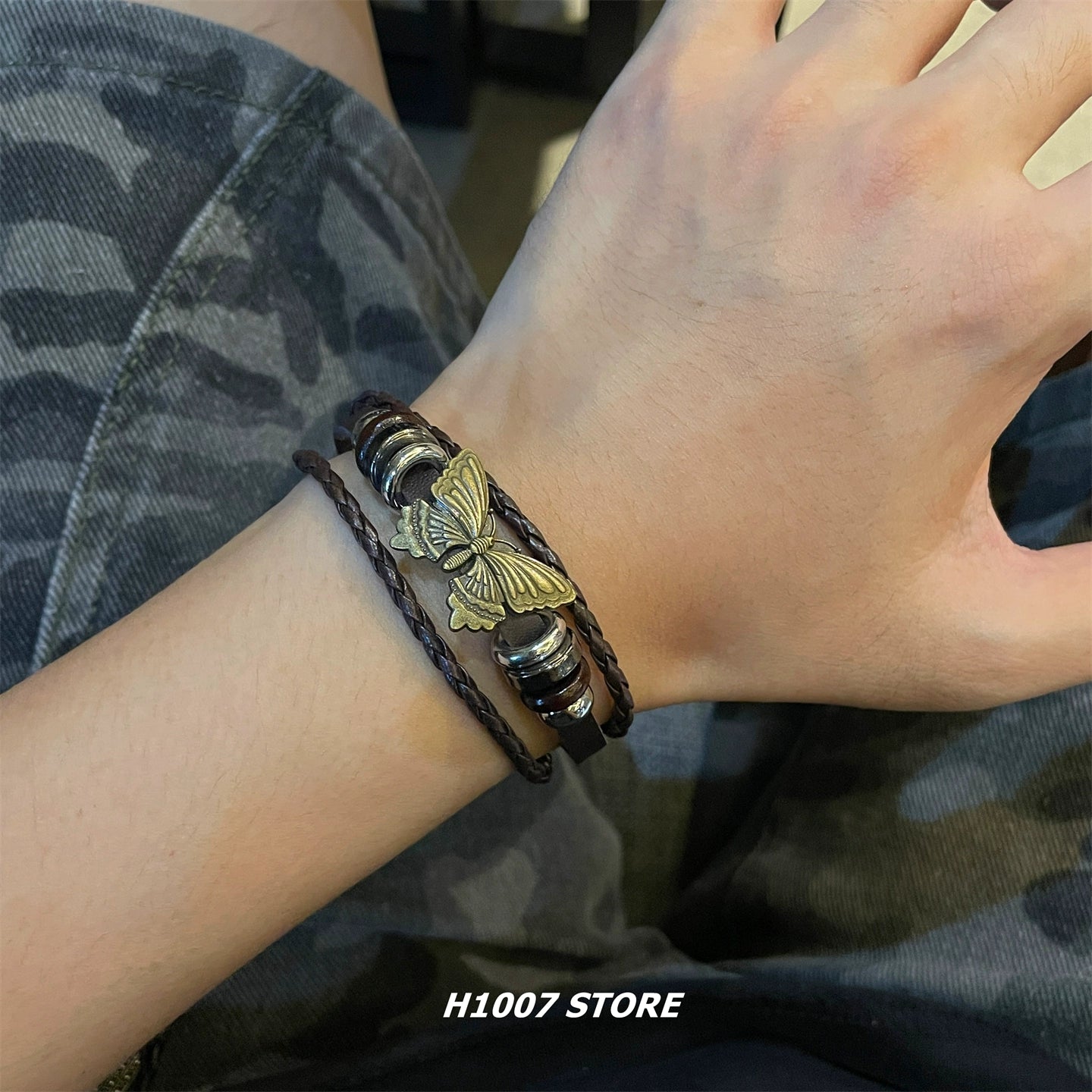 Retro Etnik Cazibe Deri Bilezik Seti 