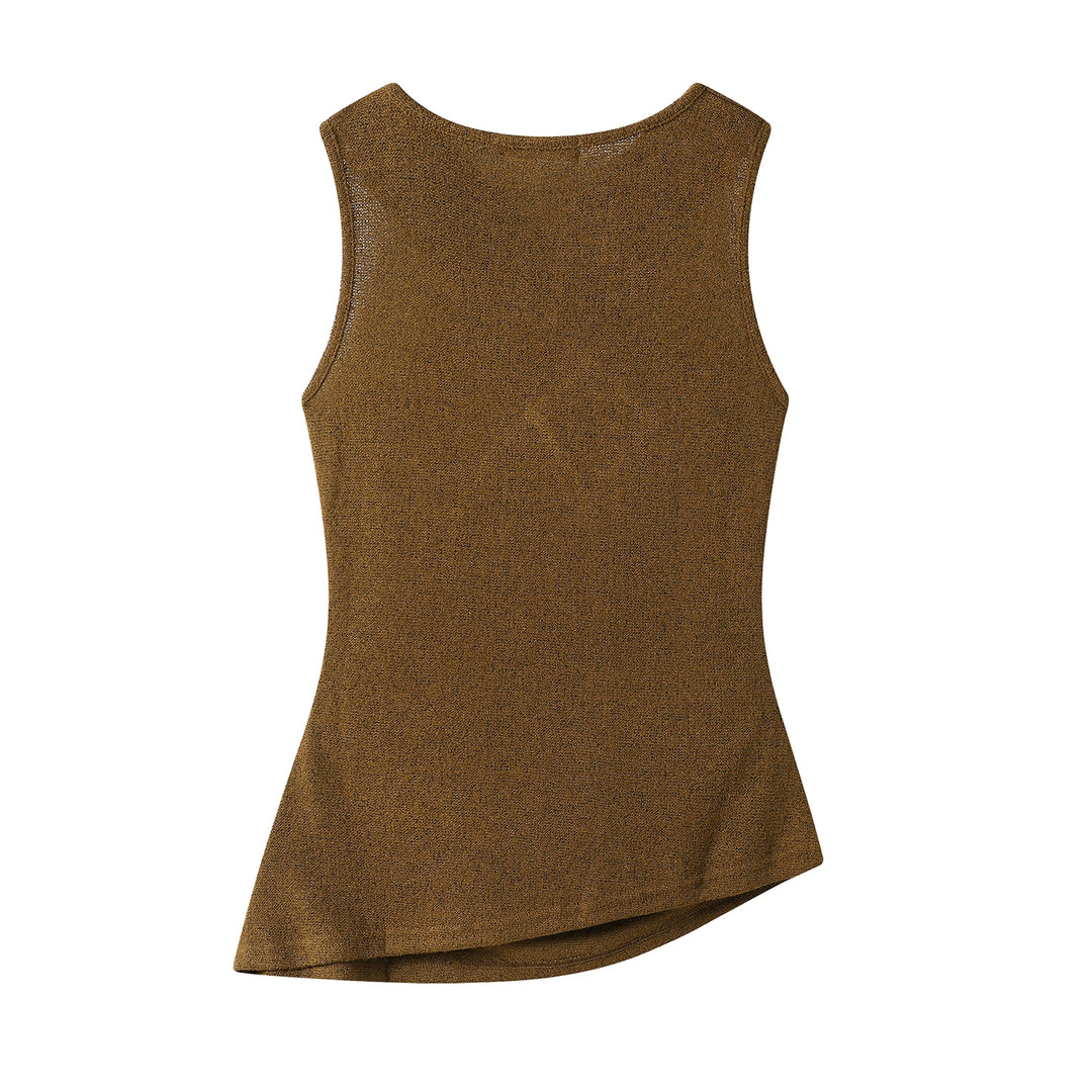 Sleeveless Crossover Neck Tank Top