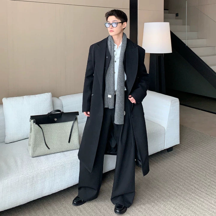 Lange Wol Overjas Dikke Faux Twee-Stuk 