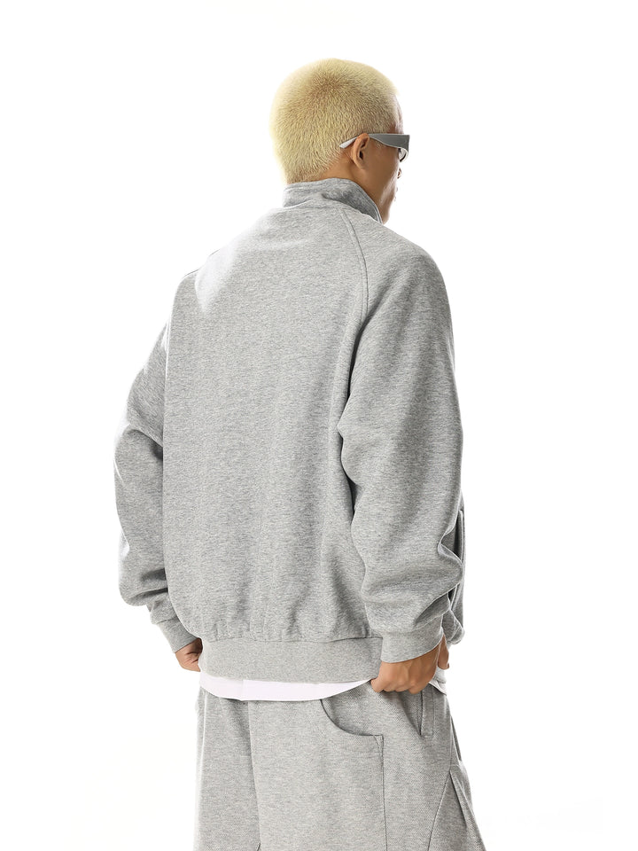 Reißverschluss Stehkragen lockere Strickjacke 