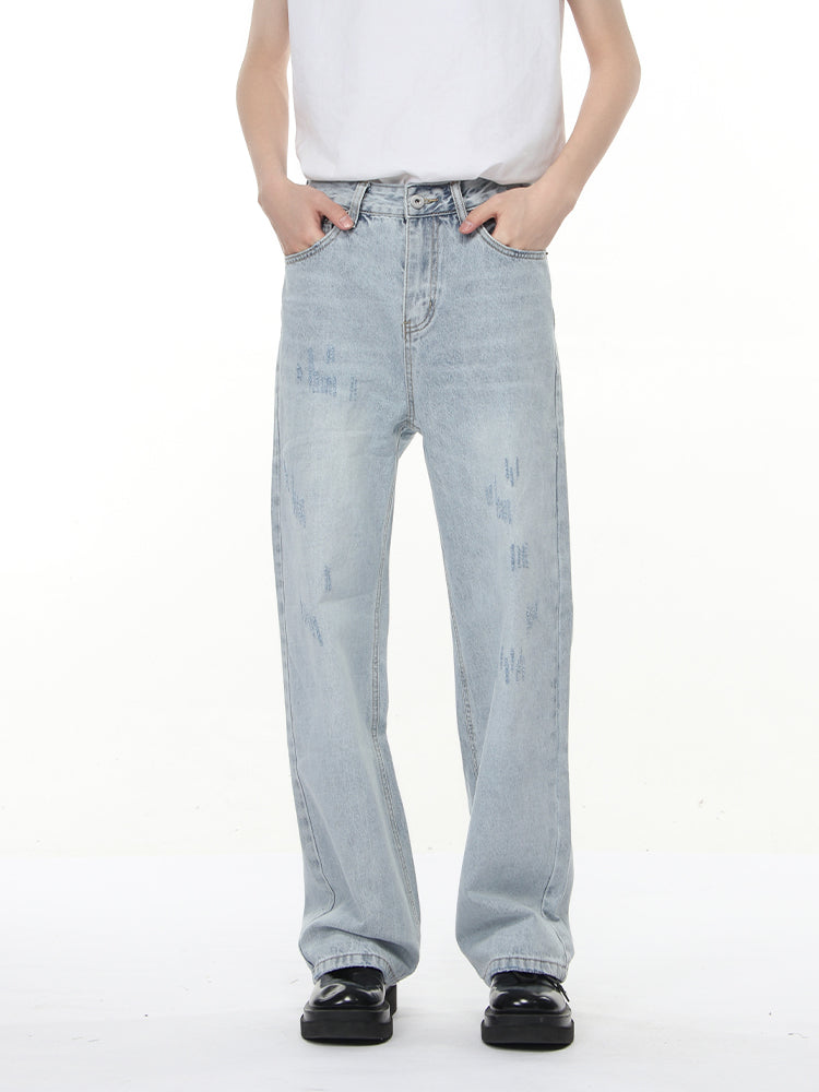 Vielseitige gewaschene lockere gerade Jeans 