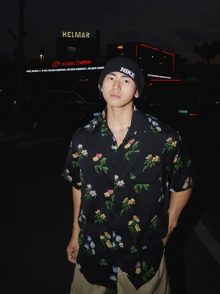 Camisa Casual de Manga Curta com Estampa Floral 