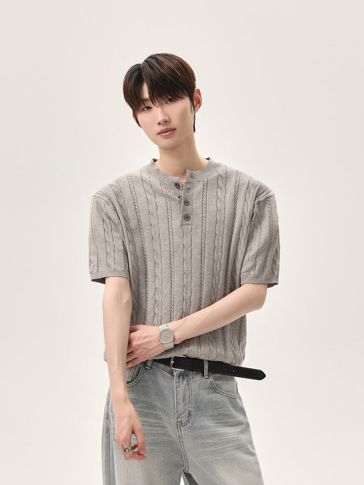 Knitted Short Sleeve Polo T-shirt