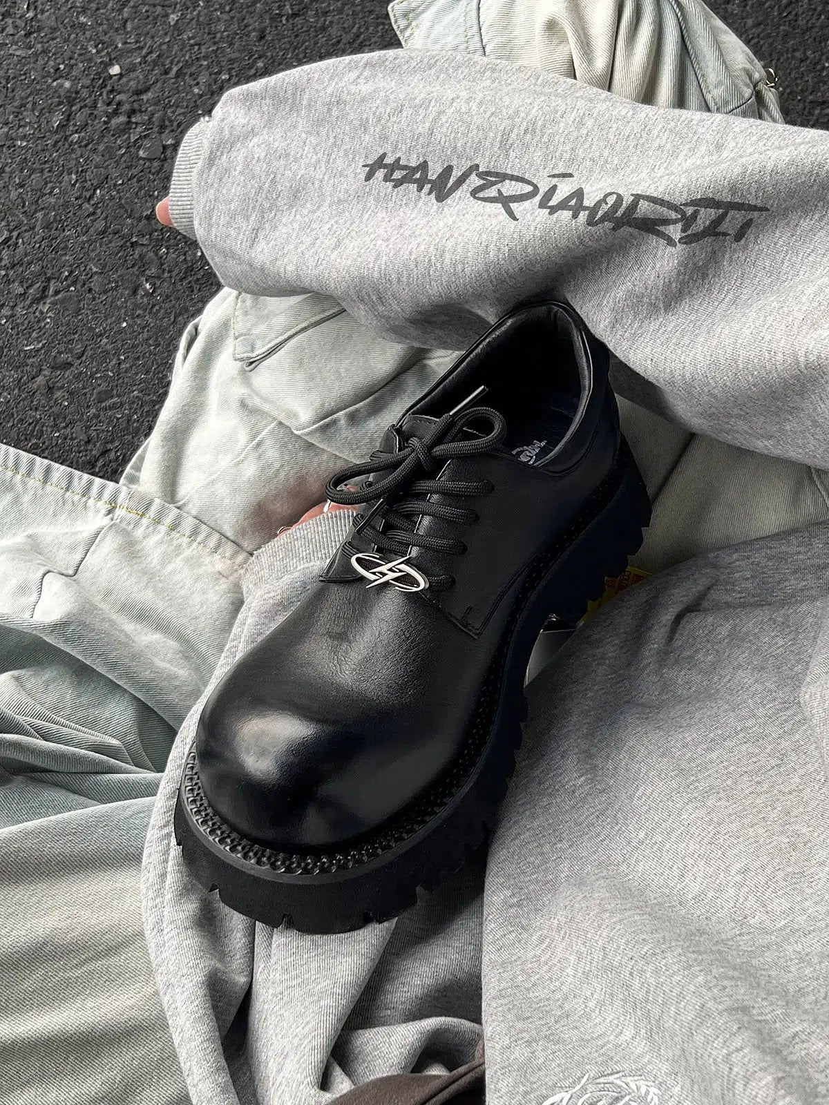 Leather Thick-Sole Derby Casual Shoes