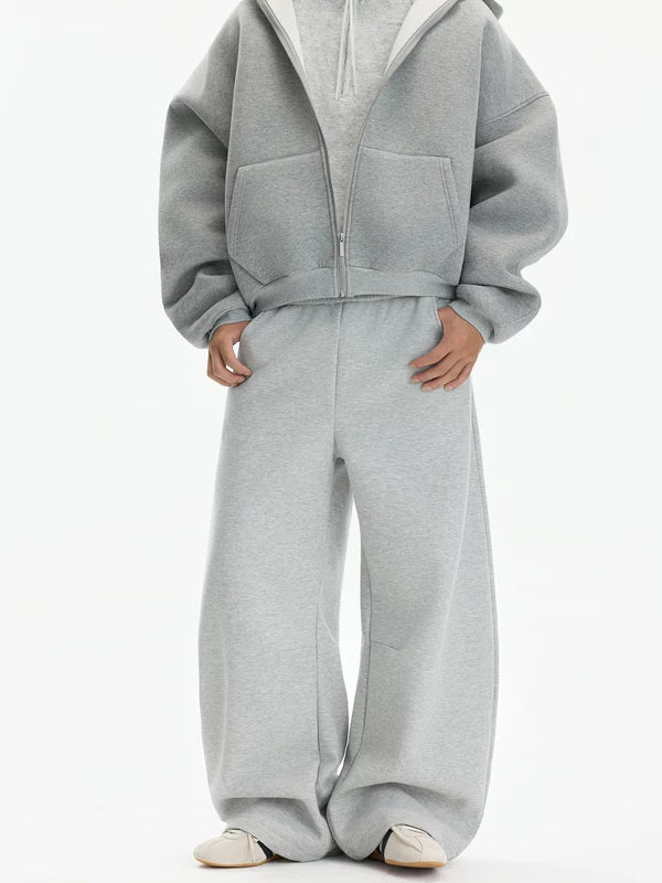 Pantaloni casual in pile a gamba larga 