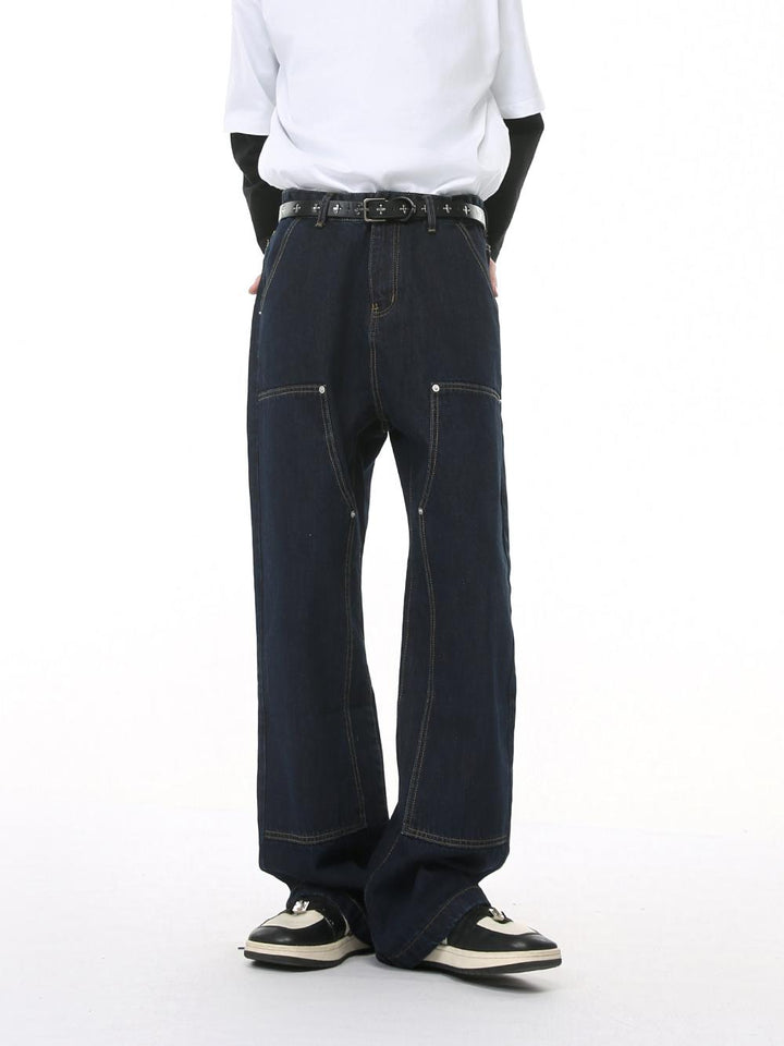 Workwear Stitching Loose Straight Pants