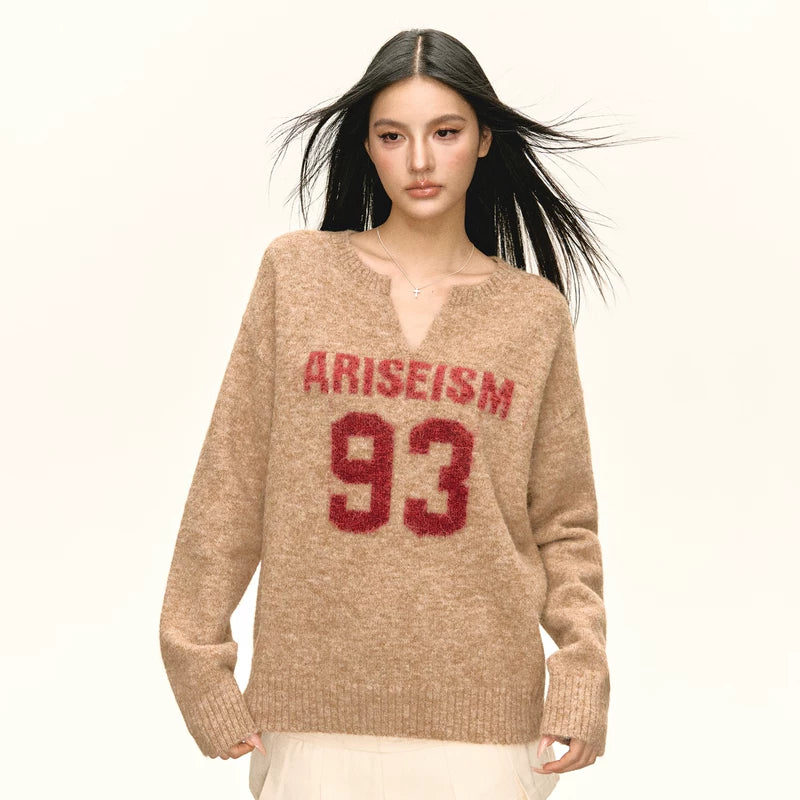 سويت شيرت بولوفر بياقة على شكل حرف V 