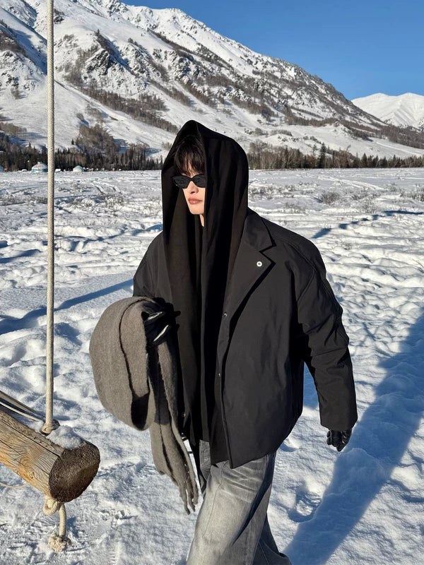 Удлинённая куртка с капюшоном из гусиного пуха 