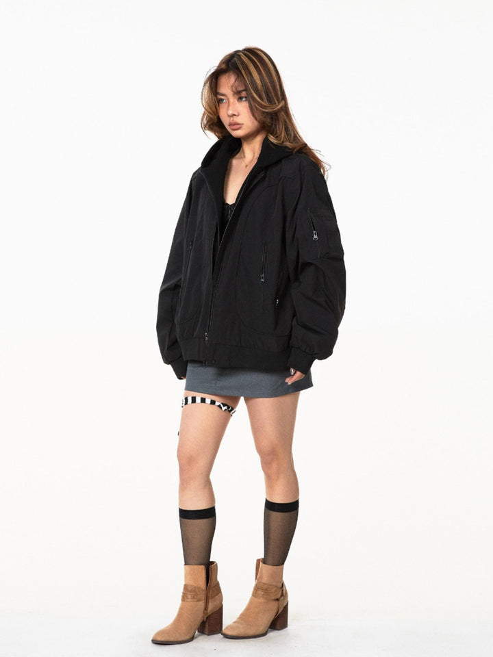 Deconstructed Multi-Zipper Loose Jacket