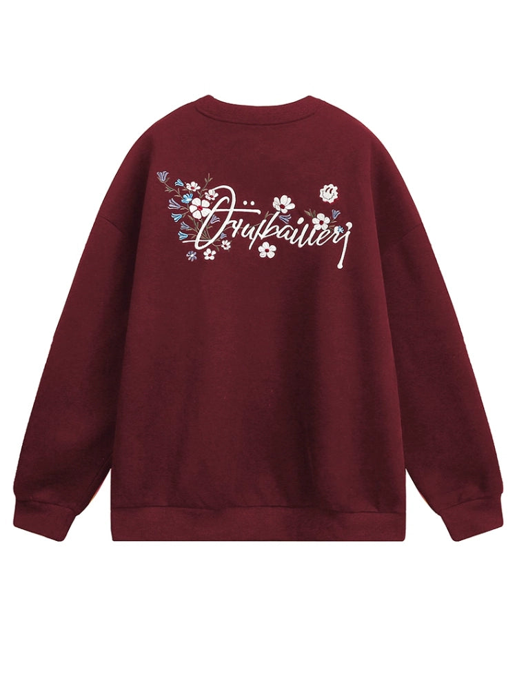 Embroidered Lettering Loose Fit Sweatshirt