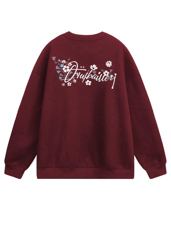 Embroidered Lettering Loose Fit Sweatshirt