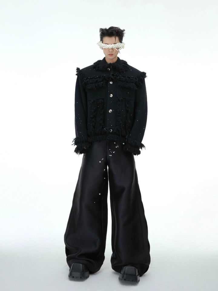 Pearl Decor Wide-Leg Casual Pants