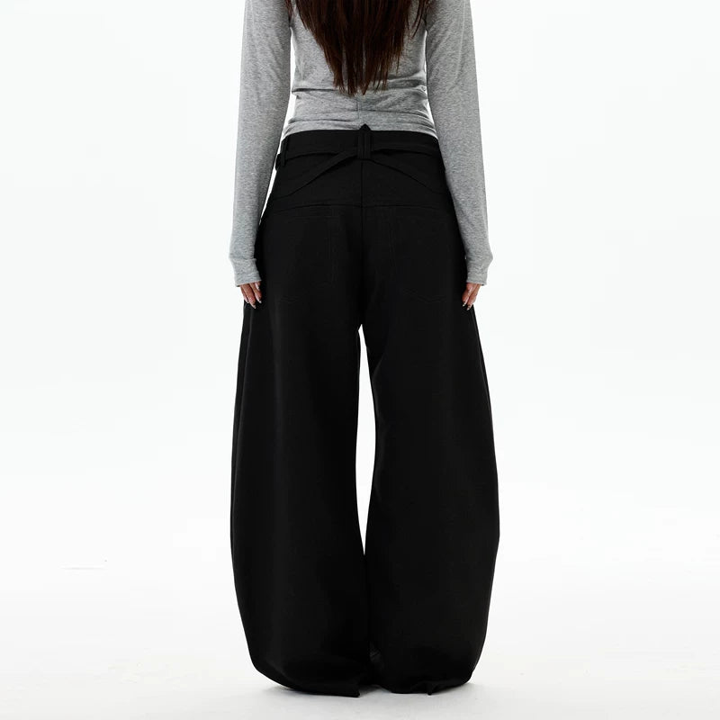 Brede Retro Casual Broek met Ceintuur 