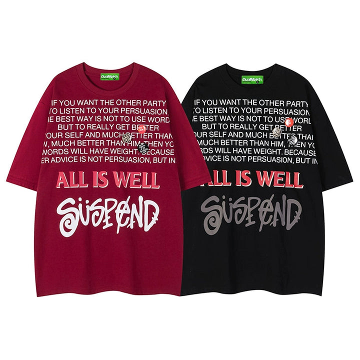 Brevprint kortærmet løs T-shirt 