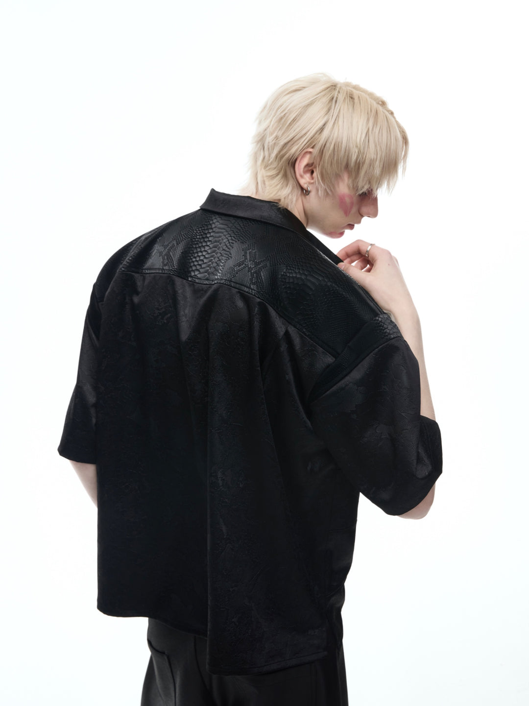 Textured Satin Short-sleeved Shirt