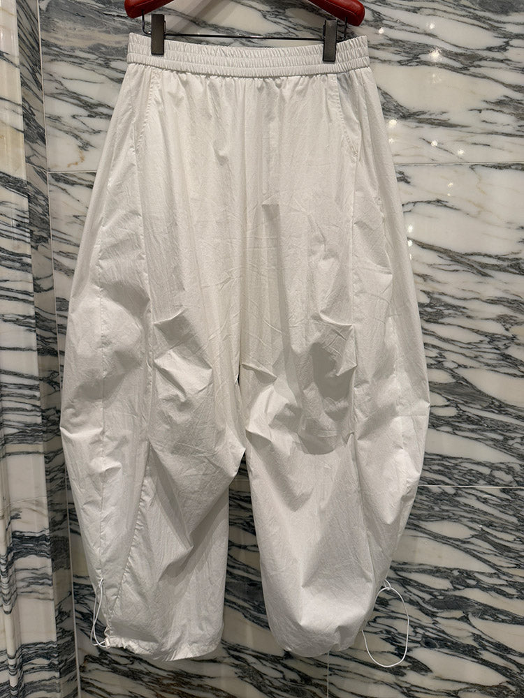 White Wide-Leg Casual Pants