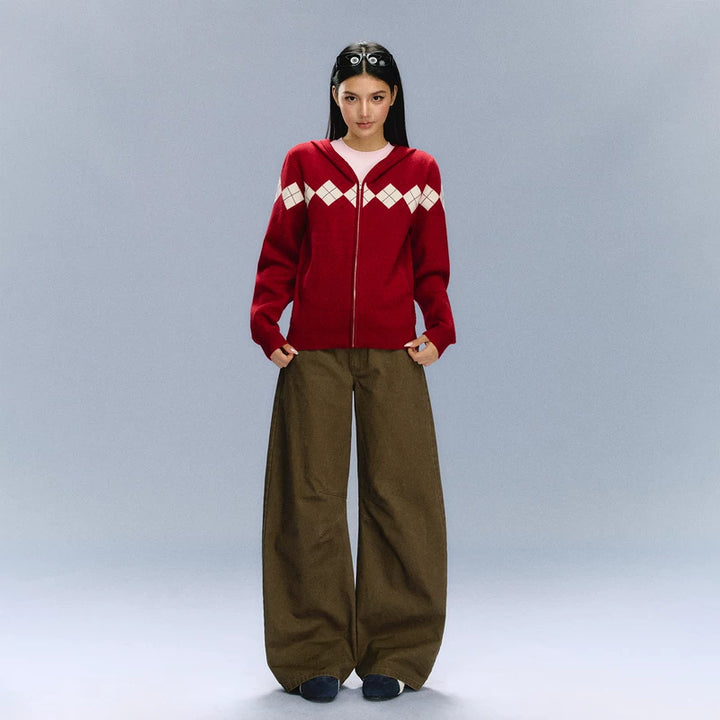 Wide Leg Casual Cargo Pants (No Belt Included）