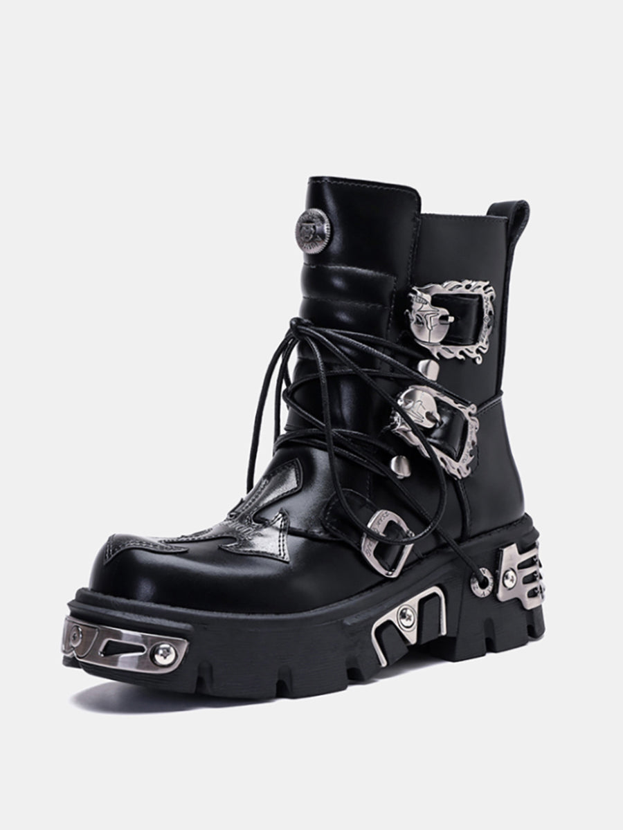 Motorrad Punk Metall Hohe Stiefel 