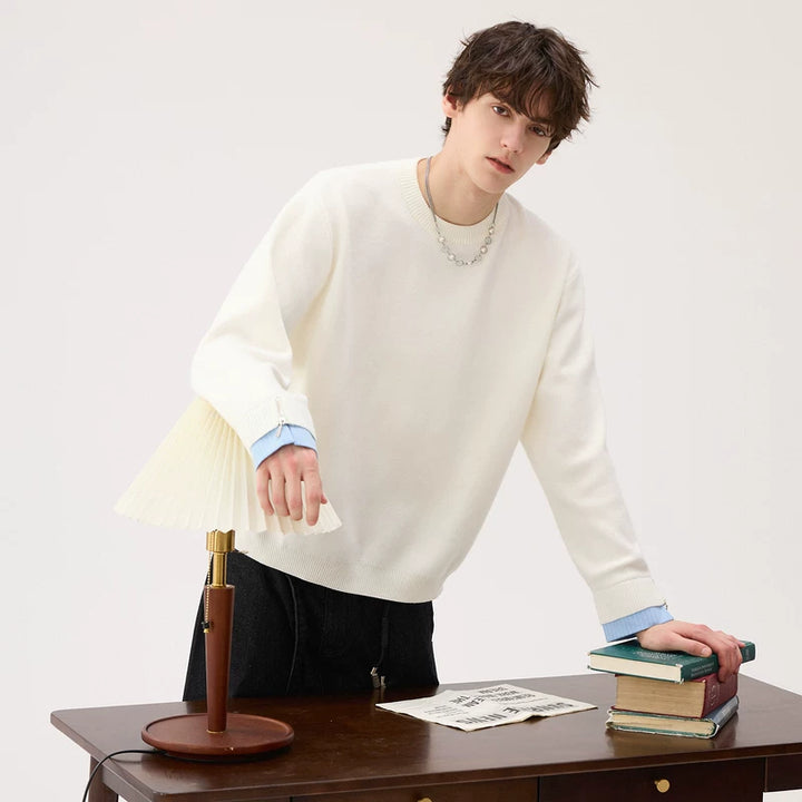 Fleece Crew Neck Knit Sweater