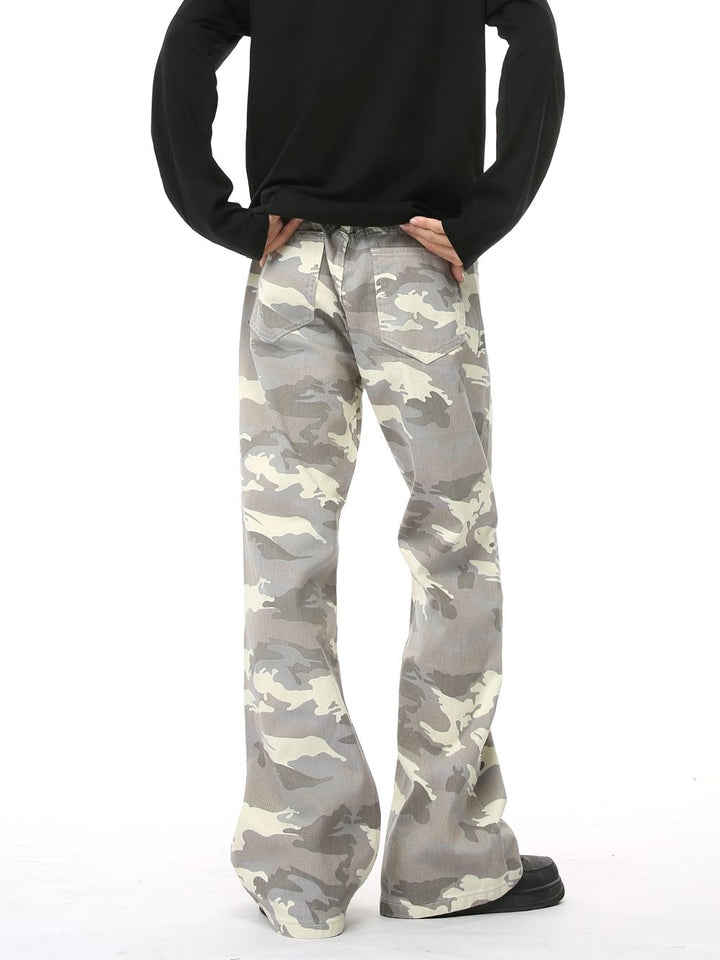 Camouflage Flared Loose Straight Pants