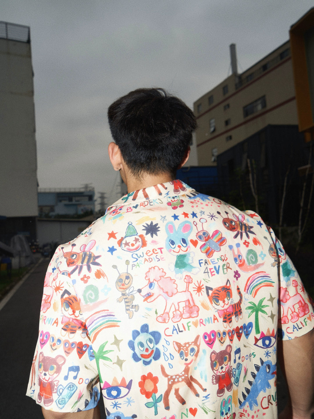 Graffiti Watercolor Print Short Sleeve Shirt