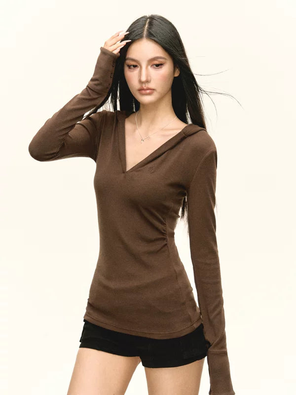 Maglione a maniche lunghe con scollo a V 