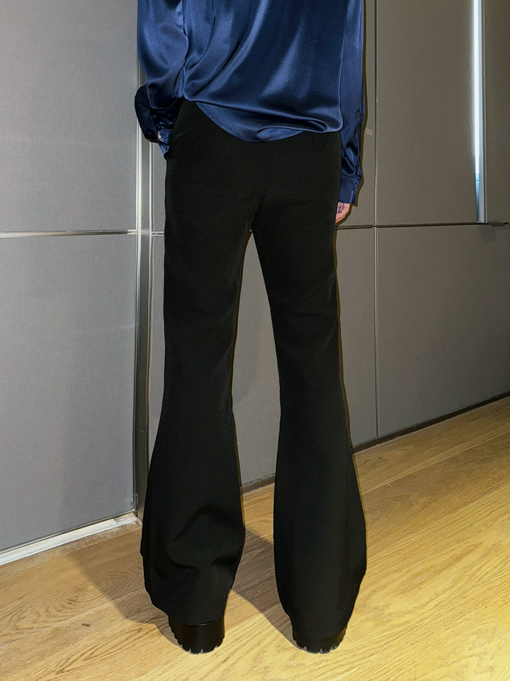 Black Slim-Fit Flared Trousers