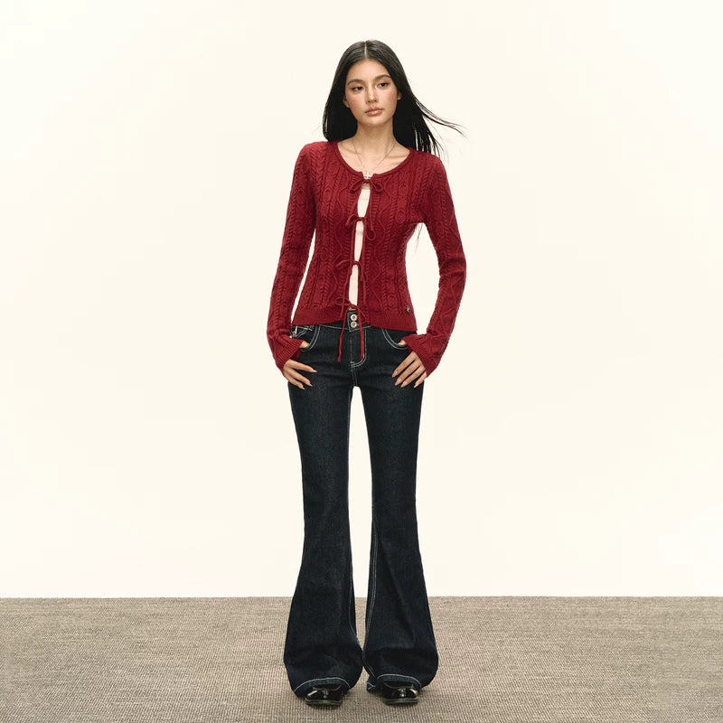 Retro gestrickte Krawatte Front Cardigan Pullover 