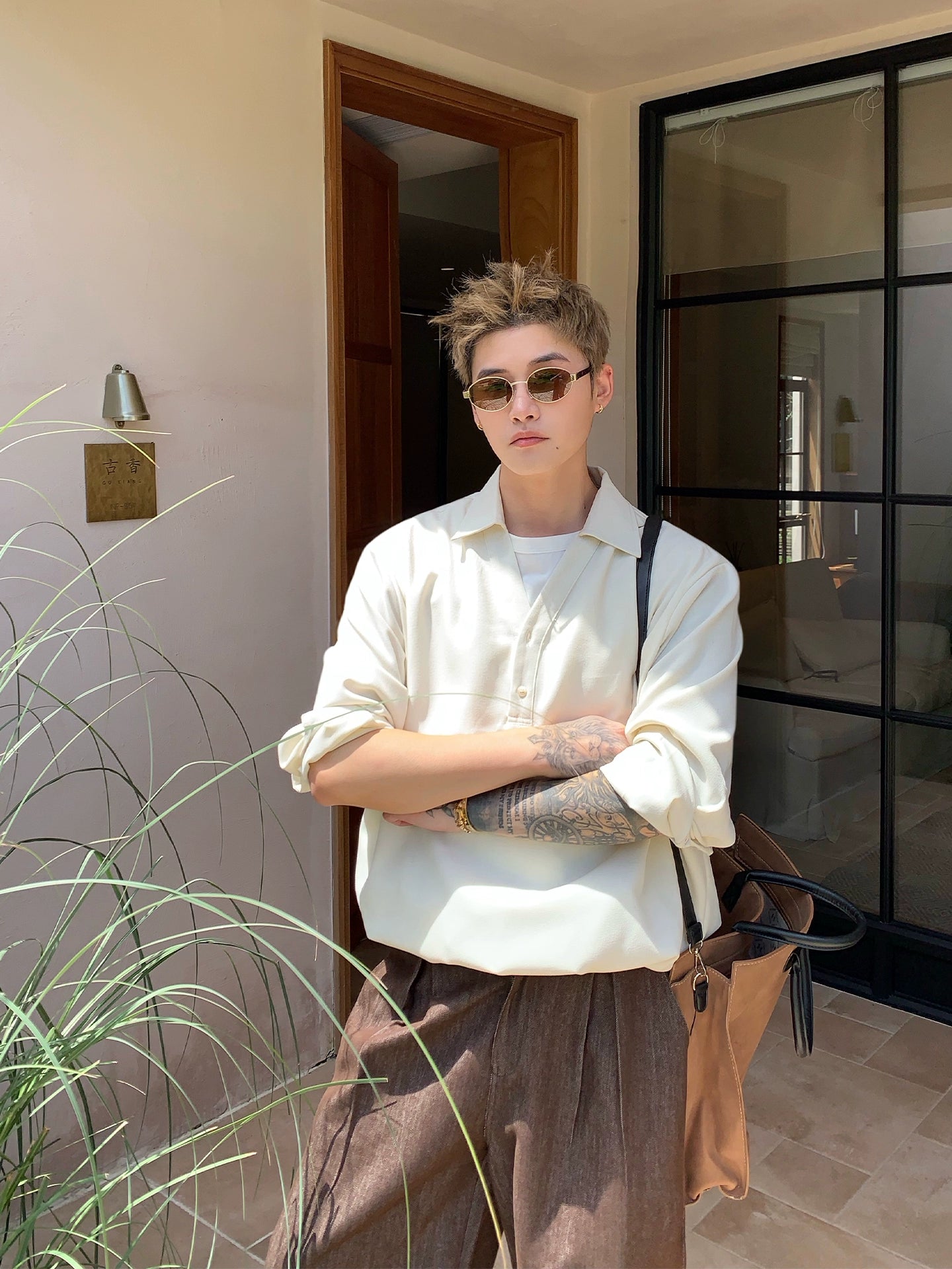 Keten V-Yaka Bol Kesim Kazak Üst 