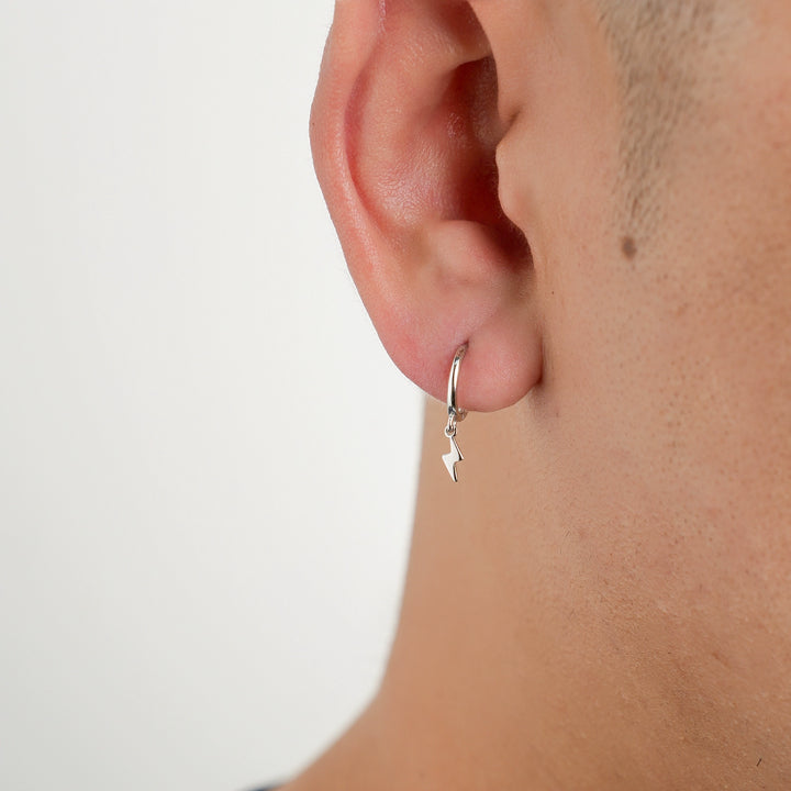 Sterling Silver Lightning Hoop Earrings