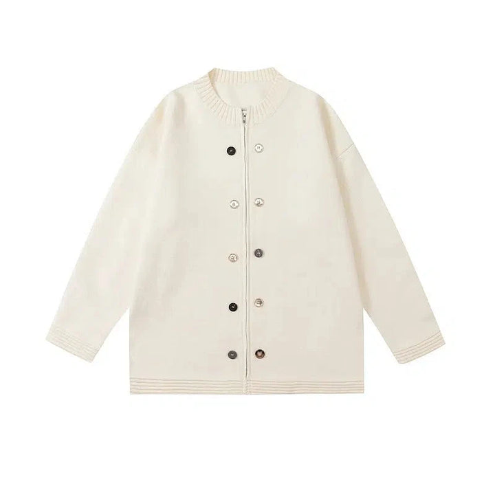 Double-Breasted Zipper Knit Cardigan Jacket
