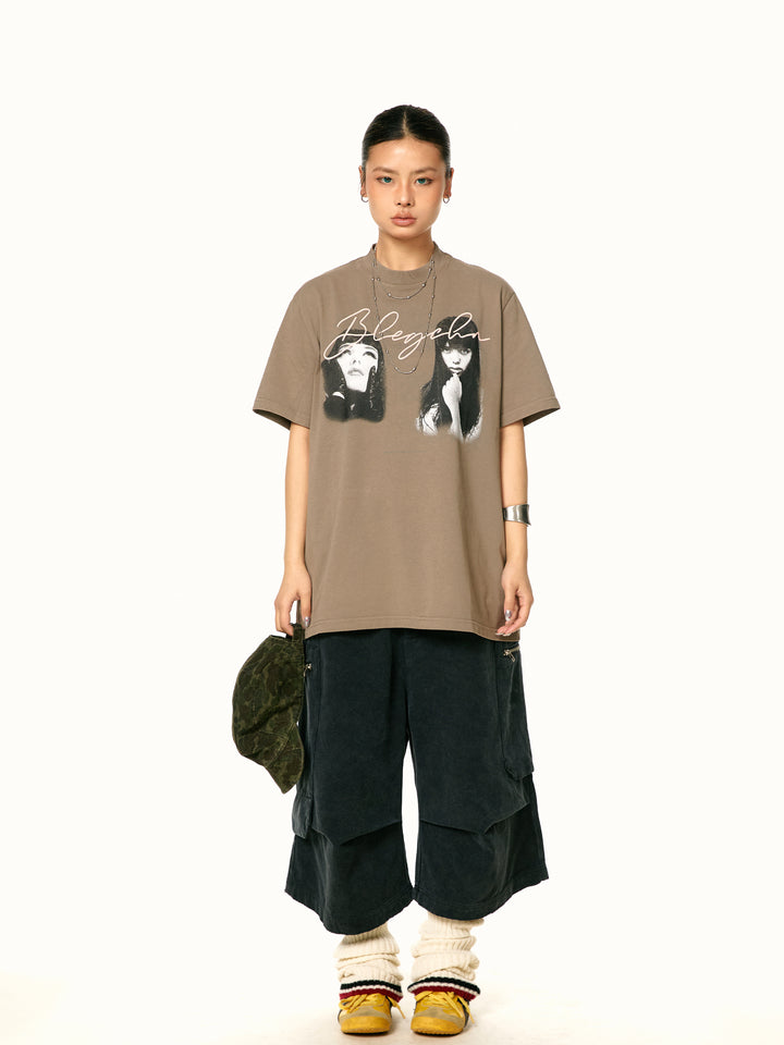 Character Print Loose Cotton T-shirt