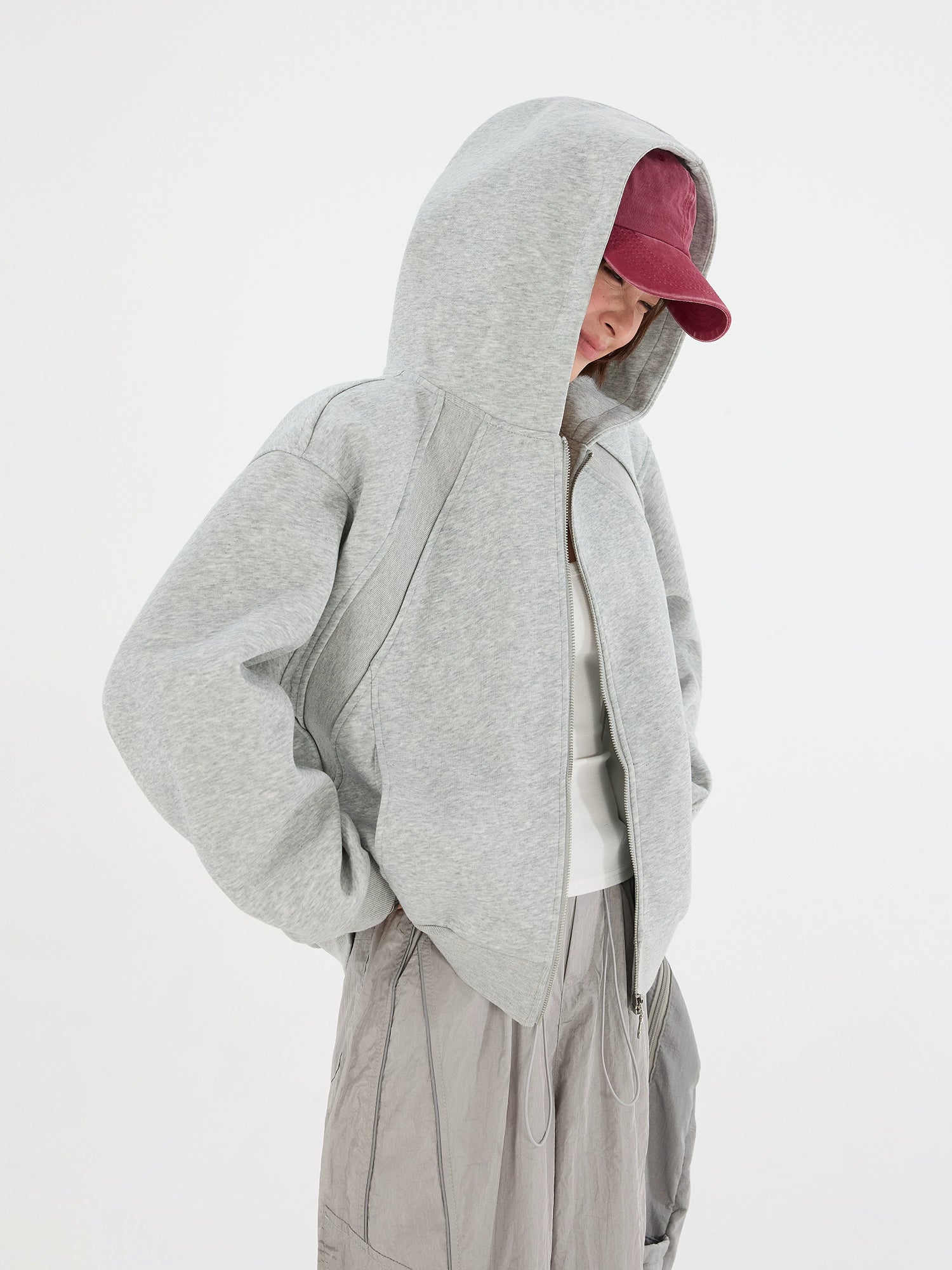 エアレイヤーストレートショルダーフード付きスウェットシャツ 