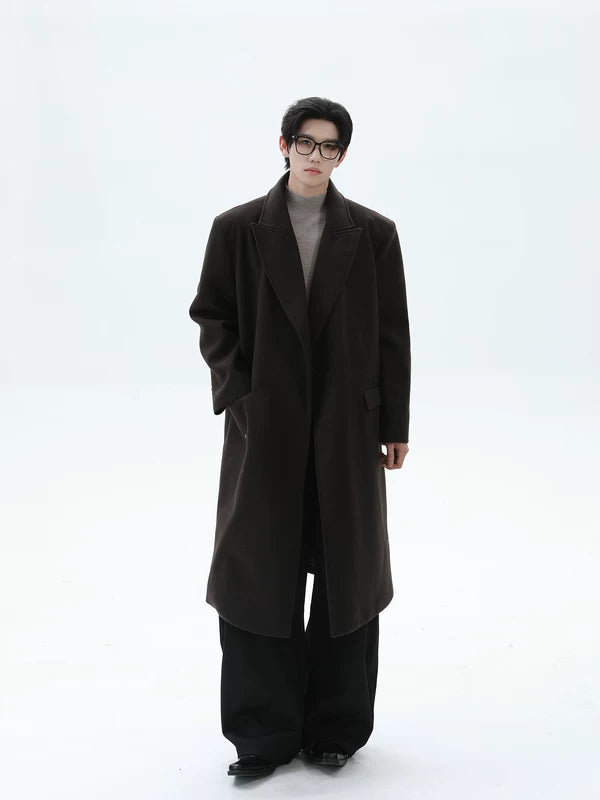 Удлиненное шершавая пальто средней длины 