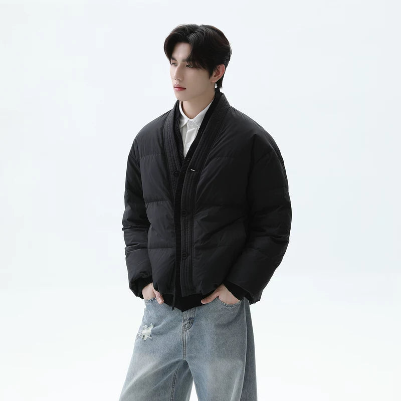 Duck Down Patchwork Short Winter Jacket