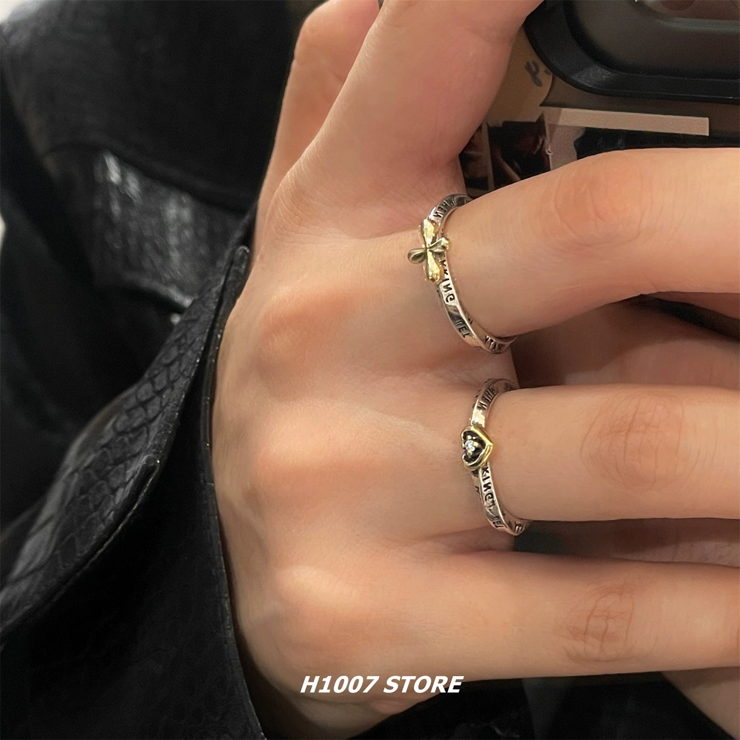 Yazılı Haç ve Kalp Yüzüğü 