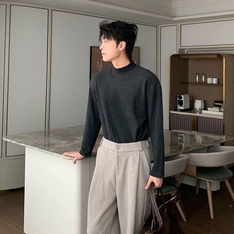 Pulôver de Manga Longa Oversized de Veludo com Gola Alta 