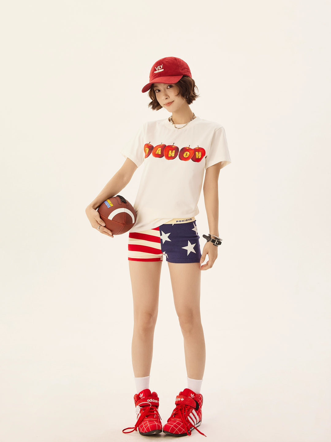 Apple Letter Graphic Short Sleeve T-shirt