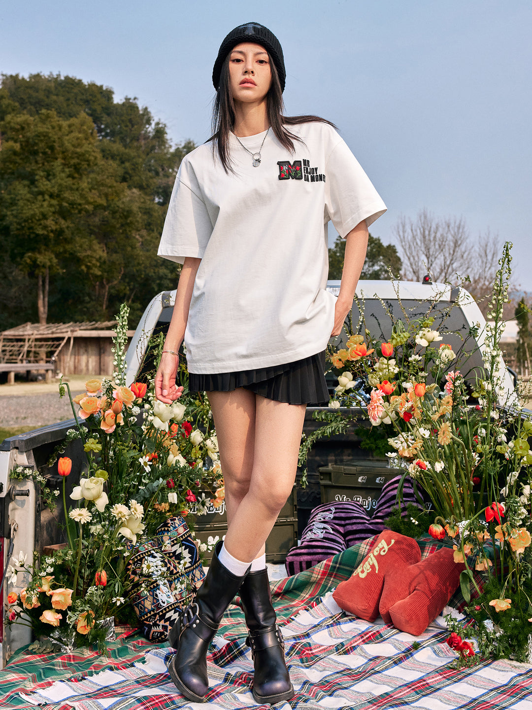 ベルクロパッチショートスリーブプルオーバーTシャツ 