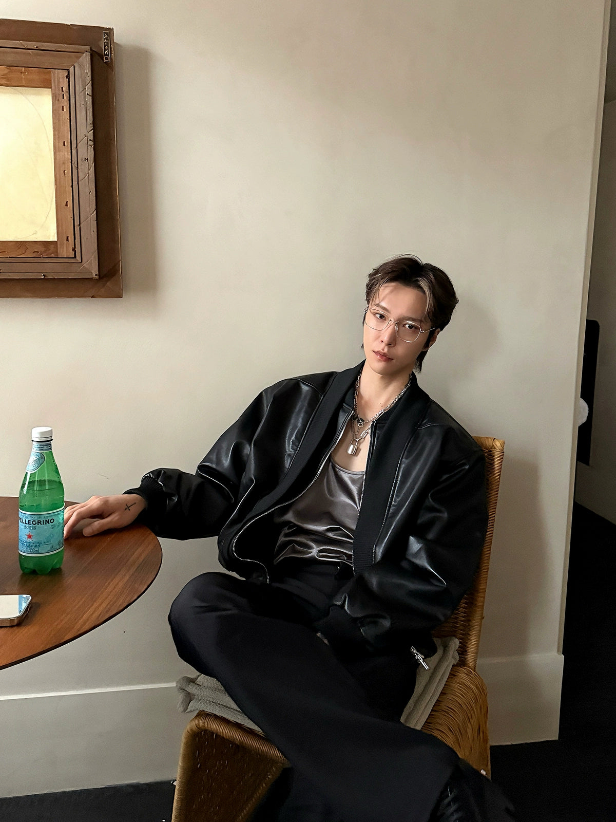 Deri Fermuarlı Ceket ve Pantolon Takımı 