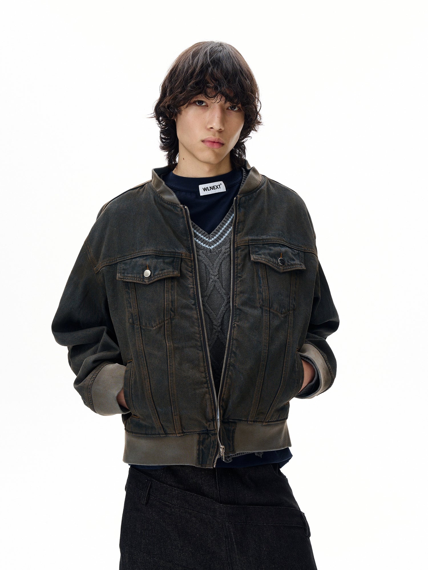 Retro Yıpranmış Kot Ceket 