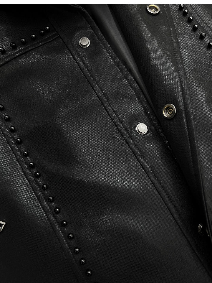 Beaded Liquid Shiny Lapel Short Jacket