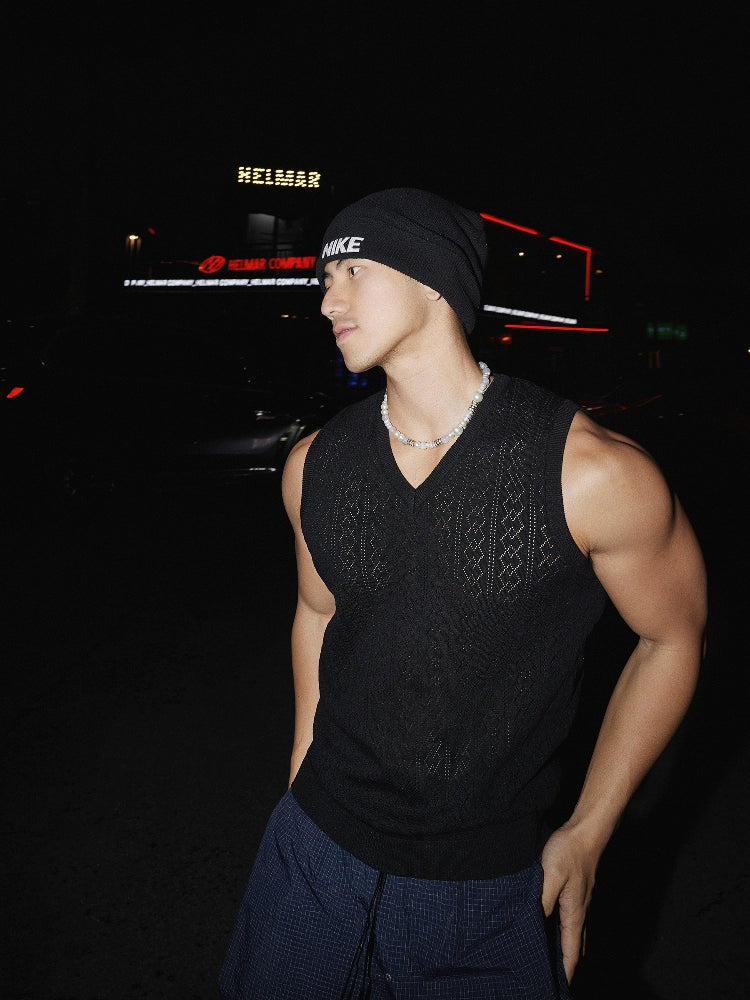 Hollow Knit Loose Sleeveless Vest