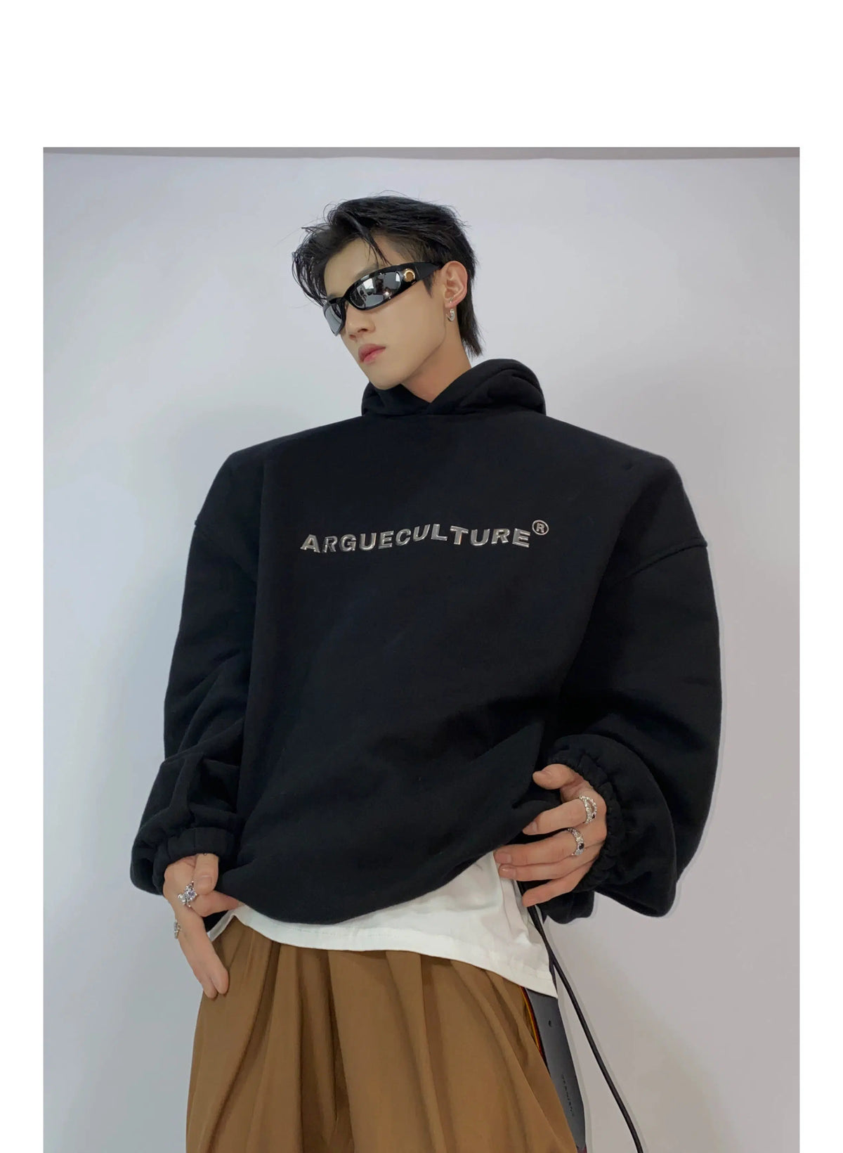 Metallic Printed Hooded Sweatshirt