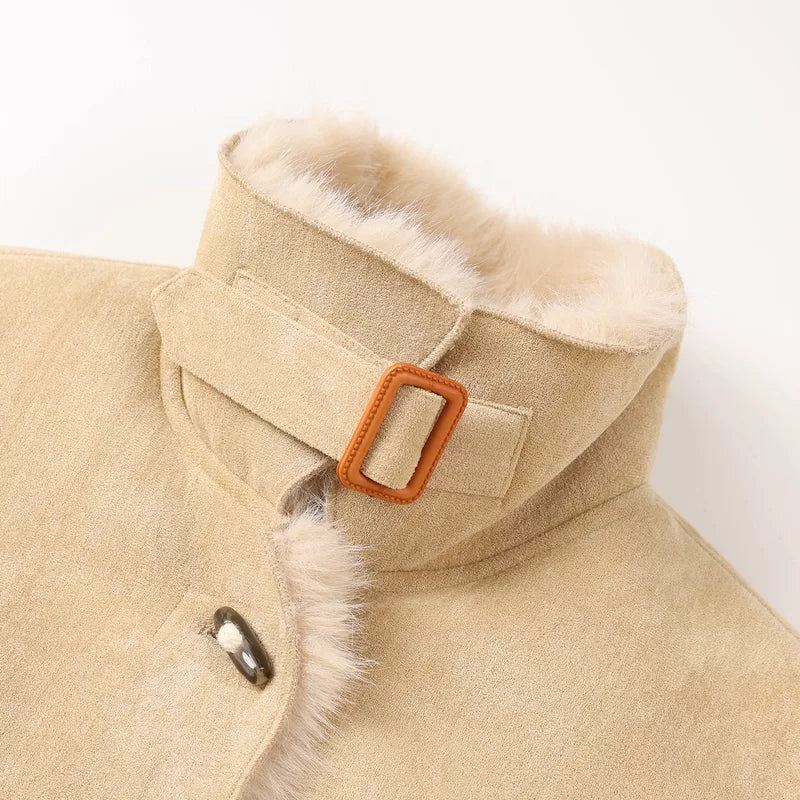 Faux mocka fleece-fodrad retrojacka 